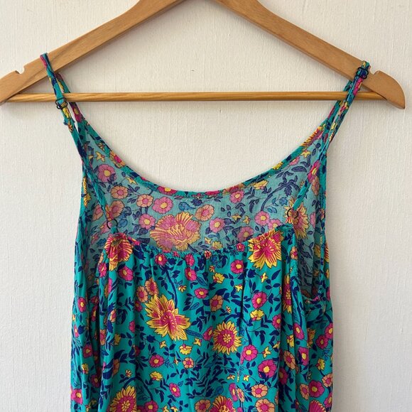 Qearal Sundress Womens Large Blue Microfloral Straps Cutesy Cottagecore - Picture 6 of 7